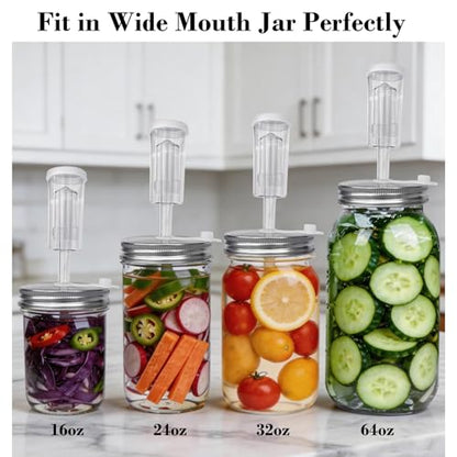 Fermentation Lids Kit for Wide Mouth Mason Jars | 6 304 Stainless Steel Fermenting Lids with 6 Airlocks, 6 Silicone Rings & Grommets-Complete Mason Jar Fermentation Set for Brewing, Fermenting(No Jars - size: 304 stainless steel lid and air valve