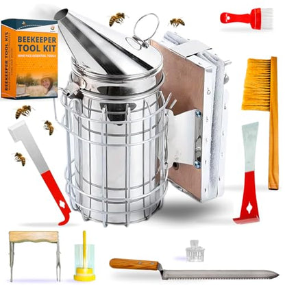SunVara Bee Keeping Starter Kit Beekeeping Supplies, Bee Keeping Supplies-All Beekeeping Tools Bee Supplies and Equipment, Honey Bee Hive Starter Kit Tools Beekeeping Bee Smoker for Beekeeping - style: Starter Kit