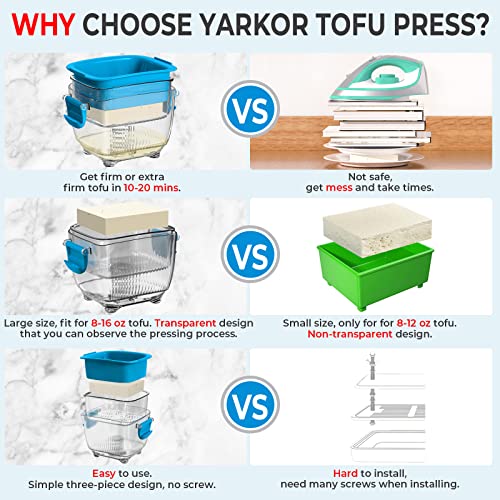 Large 20 oz Tofu Press, Easily Remove Water from Tofu in 10-20 Mins, Vegan Tofu Presser for Firm or Extra Firm Tofu, Dishwasher Safe & BPA Free, with Drip Tray, Tofu Recipe Included - size: Fit for 12-20oz Tofu