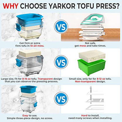 Large 20 oz Tofu Press, Easily Remove Water from Tofu in 10-20 Mins, Vegan Tofu Presser for Firm or Extra Firm Tofu, Dishwasher Safe & BPA Free, with Drip Tray, Tofu Recipe Included - size: Fit for 12-20oz Tofu