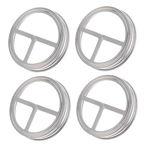 4pcs Jar Lid Replacement Bands Wide Mouth Stainless Steel Toothbrush Cup Lids