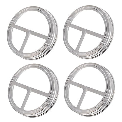 4pcs Jar Lid Replacement Bands Wide Mouth Stainless Steel Toothbrush Cup Lids