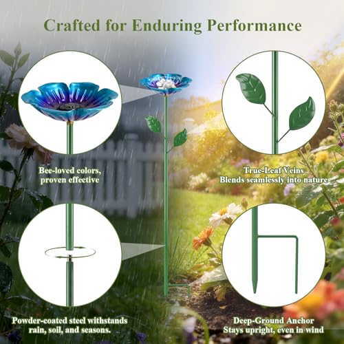 MYMULIKE Bee Watering Station for Garden, 4 Pack Bee Bath Cups for Garden Decor, Butterfly Feeder to Attract Pollinators as Watering Station