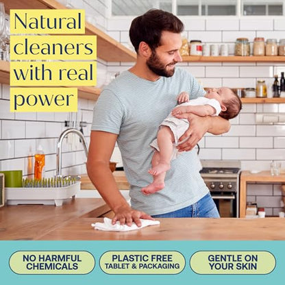 Fab Tab Home Cleaning Kit Refill Tablets - All-Purpose Cleaner, Bathroom Cleaner & Foaming Hand Soap Tablet Refills - Plant-Based - Platic-Free - No Harsh Chemicals - (Bottles Not Included)