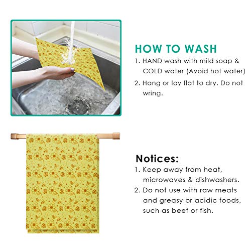 Reusable Beeswax Food Wraps, 13x39 Inch Eco-Friendly Beeswax Wraps for Bread Sustainable Food Storage Wraps Beeswax Paper Roll for Sandwich, Cheese - size: Flower