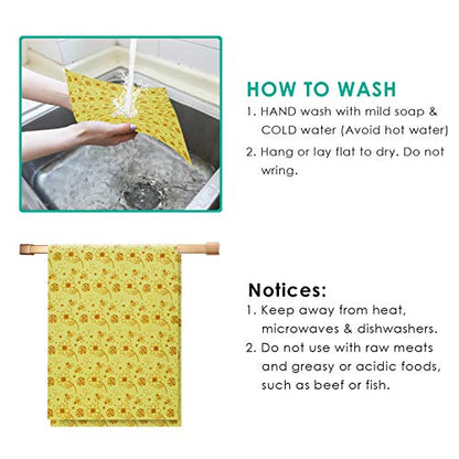Reusable Beeswax Food Wraps, 13x39 Inch Eco-Friendly Beeswax Wraps for Bread Sustainable Food Storage Wraps Beeswax Paper Roll for Sandwich, Cheese - size: Flower