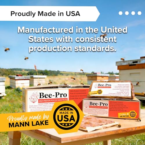Mann Lake Bee-Pro Patties, High Protein Honey Bee Nutrition with Pro Health Digestive Aide, Spring & Fall Brood Builder for Increased Colony Survival & Stronger Spring Population, Made in USA, 10 Lbs - size: 10 Pound (Pack of 1), style: Bee-Pro