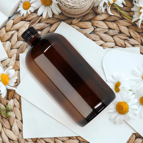 32 oz Amber Glass Boston Bottles with Phenolic Poly Cone Caps. Perfect Glass Brewing Bottles for Lab,Fermentation,Storing Kombucha,Brewing and Juicing. (1)