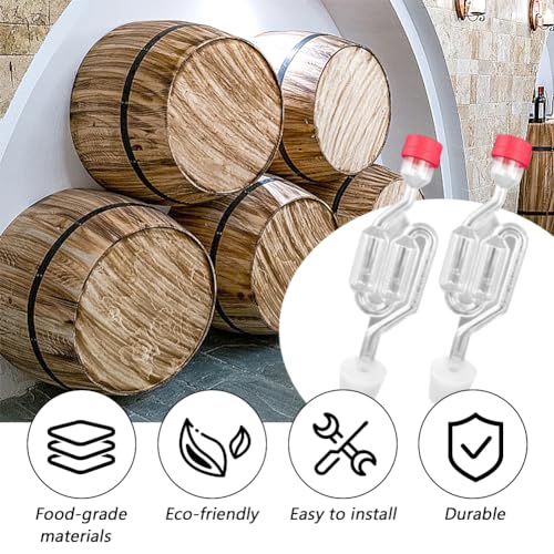 2pcs Fermentation Airlock, Brewing Airlock Plastic, Fermentation Valve Bubbler Airlocks, Exhaust Valve Beer Making Vent Air Lock With Cap Reusable Wine Fermentation
