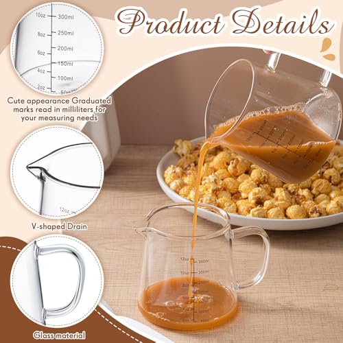 Honeydak 1 Pack 12oz Espresso Measuring Cup, Heat Resistant Glass Milk Frothing Pitcher with V-shaped Spout, Coffee Shot Glass for Latte, Microwave Dishwasher Safe, Gift for Dad Coffee Lovers