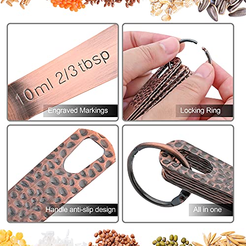 Measuring Spoons Set, Copper Measuring Spoons Set, Stainless Steel Measuring Spoons, Copper Plated Measuring Spoons, 6 Measurer Spoons (Copper-6spoons+1ring) - color: C: Copper-7 Pieces