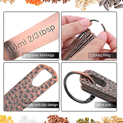 Copper Measuring Cups and Spoons Set 13, Stainless Steel Measuring Cups and Spoons Set for Baking and Kitchen, Metal Metric & US Measuring Set - color: Copper