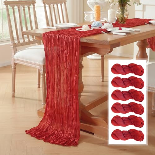 6 Pack Cheesecloth Table Runner, Fall Table Runner 120 Inch – Terracotta Cheesecloth Gauze – 10FT Cheese Cloth Runner for Wedding, Party, Baby Shower, Home Decorations - color: Terracotta, size: 10ft x 6pcs