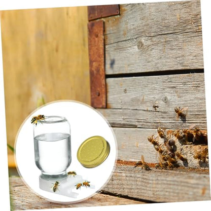 Kisangel 4Pcs Metal Bee Feeder Entrance Lids, Mason Jar Beehive Water and Sugar Syrup Feeding Tool, Durable Beekeeping Supplies Equipment for Garden Apiary