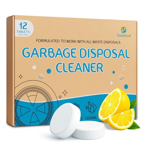 ORIENTLEAF Garbage Disposal Cleaner and Deodorizer Tablets 20g 1 Year Supply Sink Cleaner, Prevents Odors, Natural Kitchen Drain Cleaning Care 12 Pack - size: 1 Count (Pack of 12)