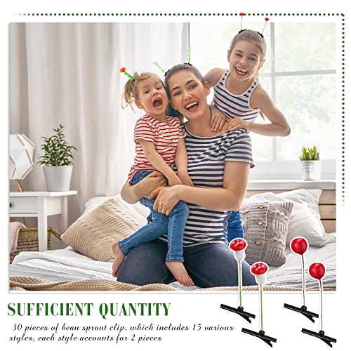 30 Pcs Mixed Style Hair Clips for Women & Girls - Bean Sprout, Flower, Grass, Butterfly Hairpins & Barrettes - Great for School, Home, Party, Christmas - style: Plant