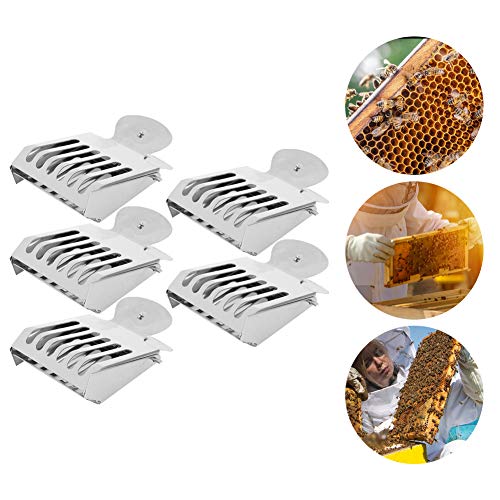 Queen Bee Catcher Clip | 5Pcs Stainless Steel Containment Cage for Beekeeping | Book - Clip Design for Safe Transfer/Observation/Capture | 5 x 7cm Escape Guard