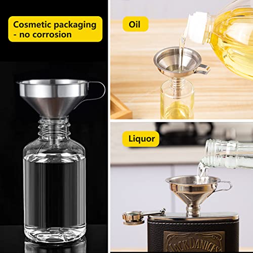 Small Funnels for Filling Bottles, Stainless Steel Small Kitchen Funnel Set of 3, Food Grade Mini Funnels for Kitchen Use Filling Bottles Liquor Flask Tiny Spice Cooking Powder Water 3in&2.2in&1.8in - color: 3PCS-3in&2.2in&1.8in
