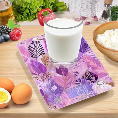 Food Scale Kitchen Scale for Baking Cooking Digital Food Weighing Measuring Scale Small Waterproof Electric Food Scale Boho Pink Leaf - color: Boho Pink Leaf