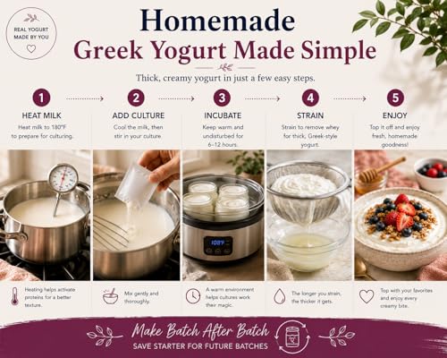 Cultures for Health Greek Yogurt Starter Culture | 2 Packets Dehydrated Heirloom Style DIY Probiotic Yogurt | Delicious for Smoothies, Granola and Berries, Tzatziki, Soup, & Other Healthy Snacks
