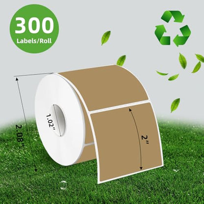 Square Thermal Labels Stickers 3"x3", Brown Square Direct Thermal Labels Stickers, Perforation Line Design- 300 Sheets - color: Brown, size: Square 2'' X 2''