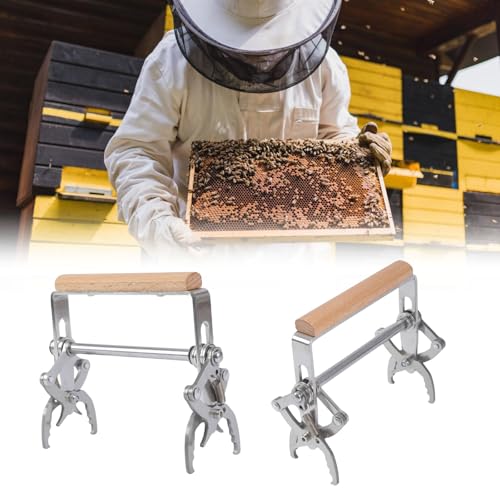 Stainless Steel Beekeeping Frame Grippers with Smooth Wood Handle for Secure Hives Frame Handling