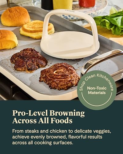 Caraway Grill Press with Handle - 100% Stainless Steel Body - Safe for Use with Pans and Grills - Ideal for Meat, Salmon, Tofu, Veggies - Gray - color: Gray