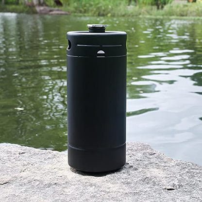 128OZ Mini Keg Growler, Stainless Steel Home Keg with No Scratch Matte Black Powder Coated to Keeping Fresh for Homebrew, Craft and Draft Beer