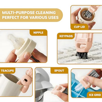 Cup Lid Cleaning Brush, 3 in 1 Cup Cleaner Brush New Multifunctional Lid Cleaner Lid Brush Cleaning Tool Multipurpose Bottle Gap Cleaner Brush Red - color: Red