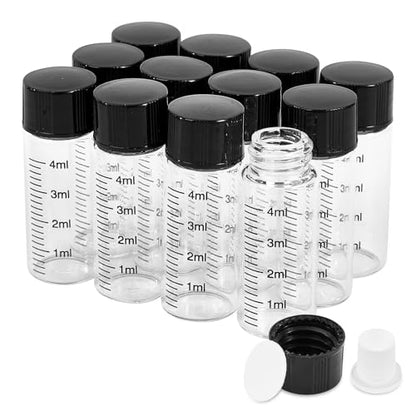 4ml Clear Glass Graduated Vials with Screw Caps and Plastic Stoppers, 1 Dram Small Sample Vials with Lids, Leak-Proof Liquid Storage Empty Vial, 12PCS - color: CLEAR, size: 4ml