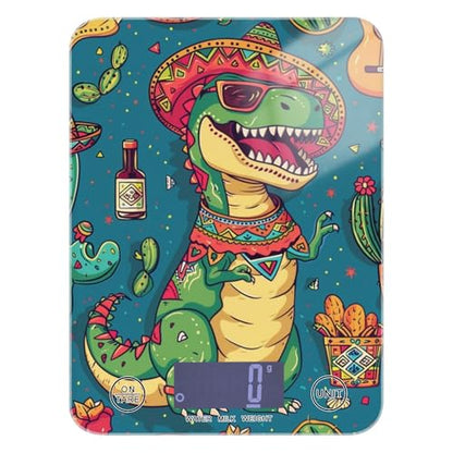 Blue Dinosaur Cactus Food Scale Kitchen Digital Scale Food Ounces and Grams Dieting Baking Cooking Waterproof Glass Panels LCD Display,4 Units Tare Function - color: Blue Dinosaur Cactus