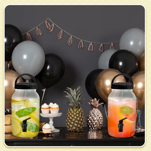 Havawish 2 Pcs 1 Gallon Plastic Beverage Dispenser with Spigot Clear Summer Kitchen Fridge Drink Dispenser for Parties Lemonade Juice Tea Beer Cold Water(Black,Cylinder) - color: Black, style: Cylinder
