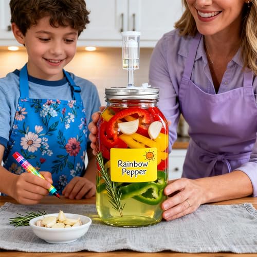 Fermentation Lids,6 Pack Fermentation Kit for Wide Mouth Jars,6 Fermenting Lids with 6 Airlocks,6 Silicone Grommets(Jars Not Included)