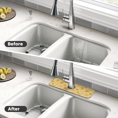 Cheese Faucet Mat For Kitchen Sink, Absorbent Countertop Protector, Quick Dry Sink Splash Guard Pad, Waterproof Draining Mat 15" X 5.5" - color: Style 5