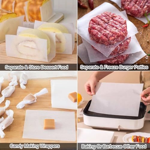 Burger Patty Paper, AIMEIKI 300Pcs 6x6 Inch Parchment Paper Squares Non-Stick Wax Paper Parchment Paper Sheets for Patty Seperating, Freezing or Candy Wrappers - size: 6 x 6 Inch