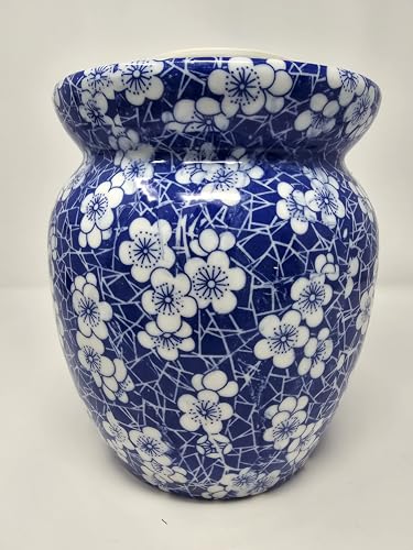 Porcelain Pickling Jar with 2 Lids Fermenting Pickling Kimchi Crock Food Storage Blue Cherry Blossom (12 IN) - size: 12 IN