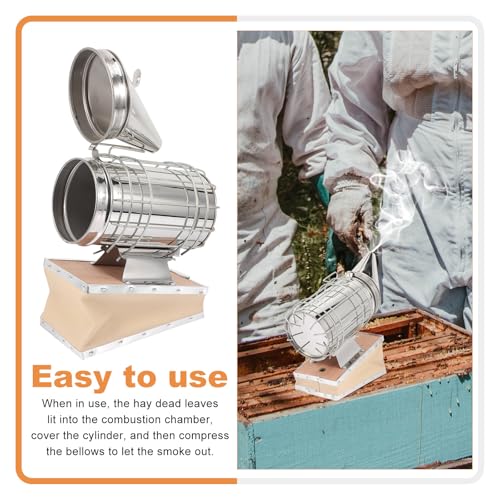 MAGICLULU Beekeeping Smoker Stainless Steel Mini Narrow Spout Bee Hive Smoker Tool with Heat Shield for Apiculture Supplies