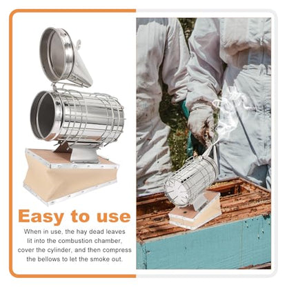 MAGICLULU Beekeeping Smoker Stainless Steel Mini Narrow Spout Bee Hive Smoker Tool with Heat Shield for Apiculture Supplies