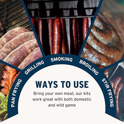 PS Seasoning Cheddar Mac N’ Cheese Bratwurst Kit - Sausage making Seasoning And Natural Hog Casings For 10 Lbs Of Meat Easy Homemade Brats For Pork, Beef, Venison, Wild Game
