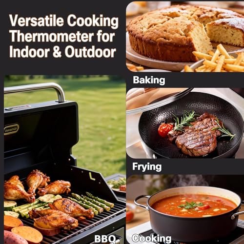 Meat Thermometer Digital with High Precision LED, IP67 Waterproof, Instant Read Food Thermometer for Air Fryer, Oven, BBQ & Kitchen