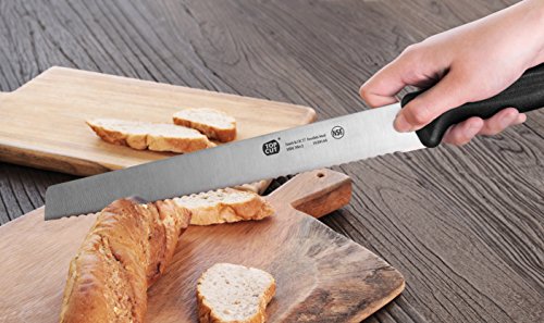 Top Cut by Cangshan P2 Series 10.25-Inch Serrated Bread Knife, Swedish Stainless Steel Commercial Bread Slicer for Restaurants