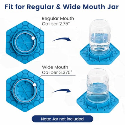 2 Pack Bee Watering Station for Garden, Blue Bee Feeder and Waterer Compatible with Regular & Wide Mouth Canning Jars(Jar Not Included), Small-Hole Honeycomb Tray Honey Bee Feeder for Outside