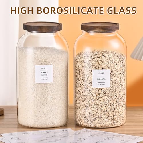 2 PCS Large Glass Jar With Lid，Glass Food Storage Jars for Flour,Sugar,Coffee,Rice, Walnut，Nutsand More(1 gallon/4000 ml) - size: 1Gallon*2