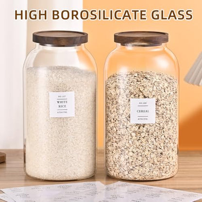 2 PCS Large Glass Jar With Lid，Glass Food Storage Jars for Flour,Sugar,Coffee,Rice, Walnut，Nutsand More(1 gallon/4000 ml) - size: 1Gallon*2