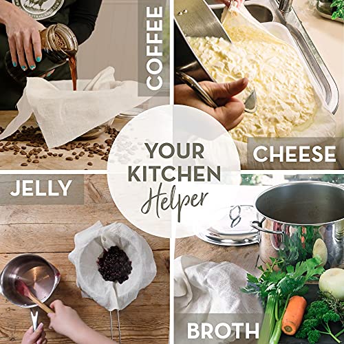 Country Trading Co. Organic Cotton Cheesecloth, 2-Pack 23x23in, Reusable | GOTS Certified 100% Organic Cotton, Hemmed Edges, Reusable, 2 Squares 23x23 in, Unbleached - size: 3.7 sq ft (2 pcs)