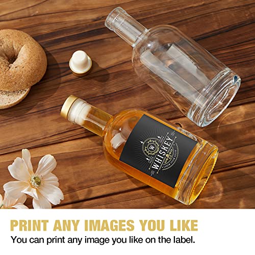 Mfacoy Set of 6 Glass Bottles, 12 oz Clear Liquor Bottles, Heavy Base Glass Bottle with T-Top Cap, Vodka Bottle for Wine Beverages Drinks Oil Vinegar Kombucha Beer with Cork Stopper Airtight Lid - size: 12OZ