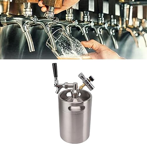 5L/170Oz Mini Keg Growler 150PSI Pressure Regulator Portable Pressurized Stainless Steel Home Keg System Kit Mini Keg Dispenser for Homebrew, Craft and Draft Beer
