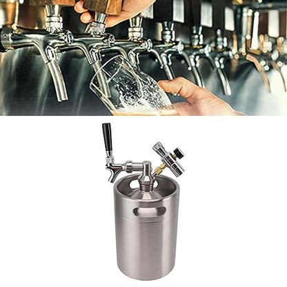 5L/170Oz Mini Keg Growler 150PSI Pressure Regulator Portable Pressurized Stainless Steel Home Keg System Kit Mini Keg Dispenser for Homebrew, Craft and Draft Beer