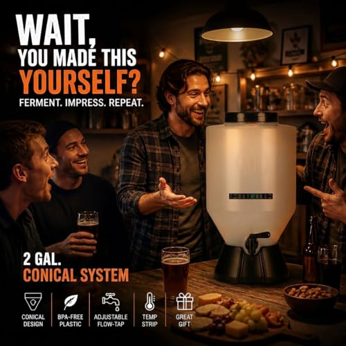 Signature Pro Beer Making Kit – NO AIRLOCK OR SIPHON REQUIRED – Conical Fermenter Eliminates Sediment and Makes Great Tasting Home Brewed Beer - Includes a 2 Gallon Pilsner Recipe