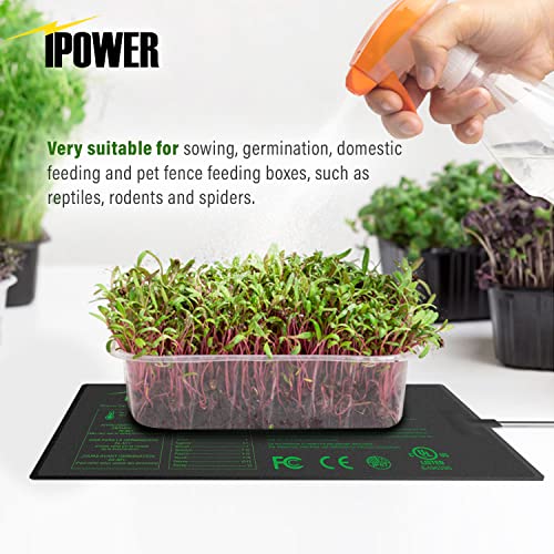 iPower GLHTMTPROSX2 10" x 20.75" Seedling Heat Mat 2-Pack Upgraded Carbon Film Durable Waterproof Indoor Warm Hydroponic Plant Germination Starting Pad, Black - size: 10" x 20.75"(x2), style: Upgraded Carbon Film
